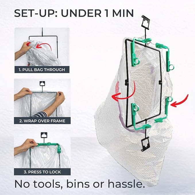 Collapsible Trash Bag Holder Stand 13-33 Gallon Garbage Bags Opener Portable Waste Bin & Storage Rack for Camping RV Outdoor Kitchen Picnic BBQ Party Can Laundry & Camper Heavy Duty Liner Hanger