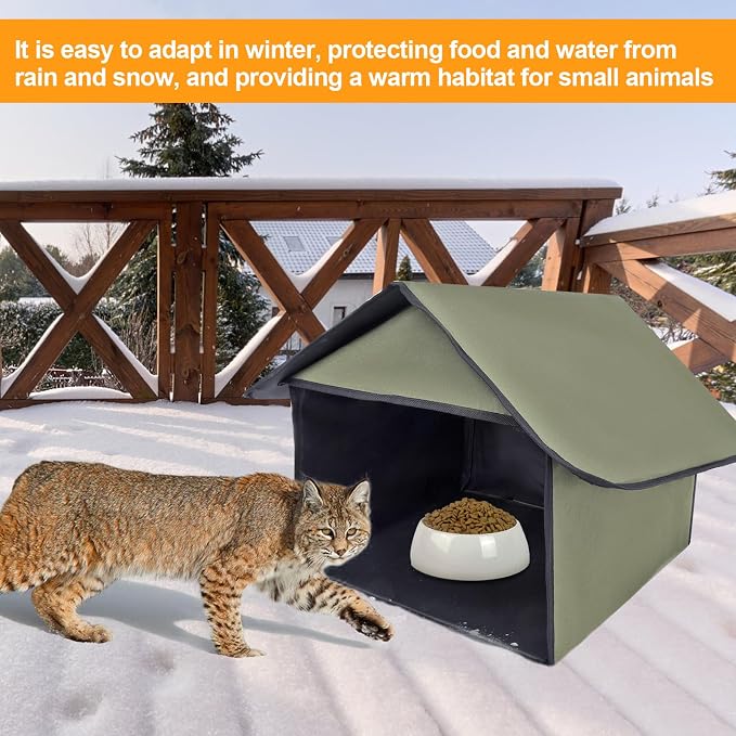 Outdoor Cat Feeding Station for Food and Wate Waterproof Blue 17in | Stray Cat Shelter Cat Shelter Outdoor for Cats Birds Rabbits and Small Dog The Detachable Roof Design