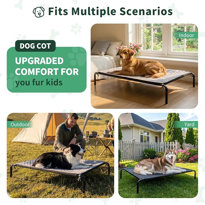 PJYuCien Raised Dog Bed with Pad, 48'' Gray | Saves Time and Effort, Easy to Clean, Portable, Indoor and Outdoor, Suitable for Puppy, Cat and Other Small Animals