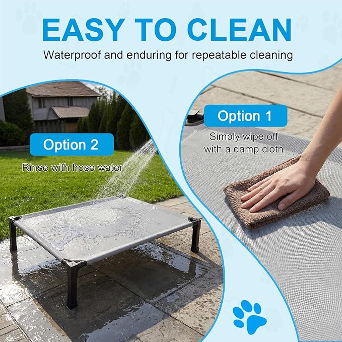 Elevated Dog Bed Raised Cooling Dog Cot for Small Dogs, Portable Indoor & Outdoor Pet Bed with No-Slip Feets Breathable Mesh Pet Bed for Camping Outdoor
