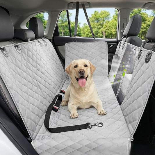 Dog Car Seat Cover, 600D Heavy Dute Car Seat Cover for Dogs Pets, 100% Waterproof Anti-Scratch Nonslip Dog Hammock for Cars, Seat Covers Protector with SeatBelt for Sedan SUV Truck Standard Gray