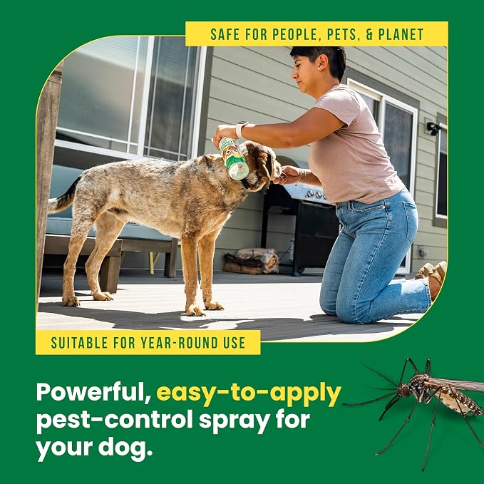 Sunday Pet Protect Flea, Tick, & Mosquito Spray Natural, Effective Bug Spray for Dogs Kills, Controls, Prevents Biting Pests with Cedarwood & Soybean Oil 24 oz