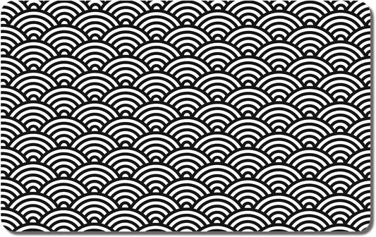 Rnivvi Dog Food Mat, 12" x 19" Absorbent Dog Cat Bowl Mat for Food and Water, Cute Anti-Slip Rubber Pet Feeding Rug Protect Floors, Puppy Placemat for Feeding & Watering Supplies,Gray Rounded Wave