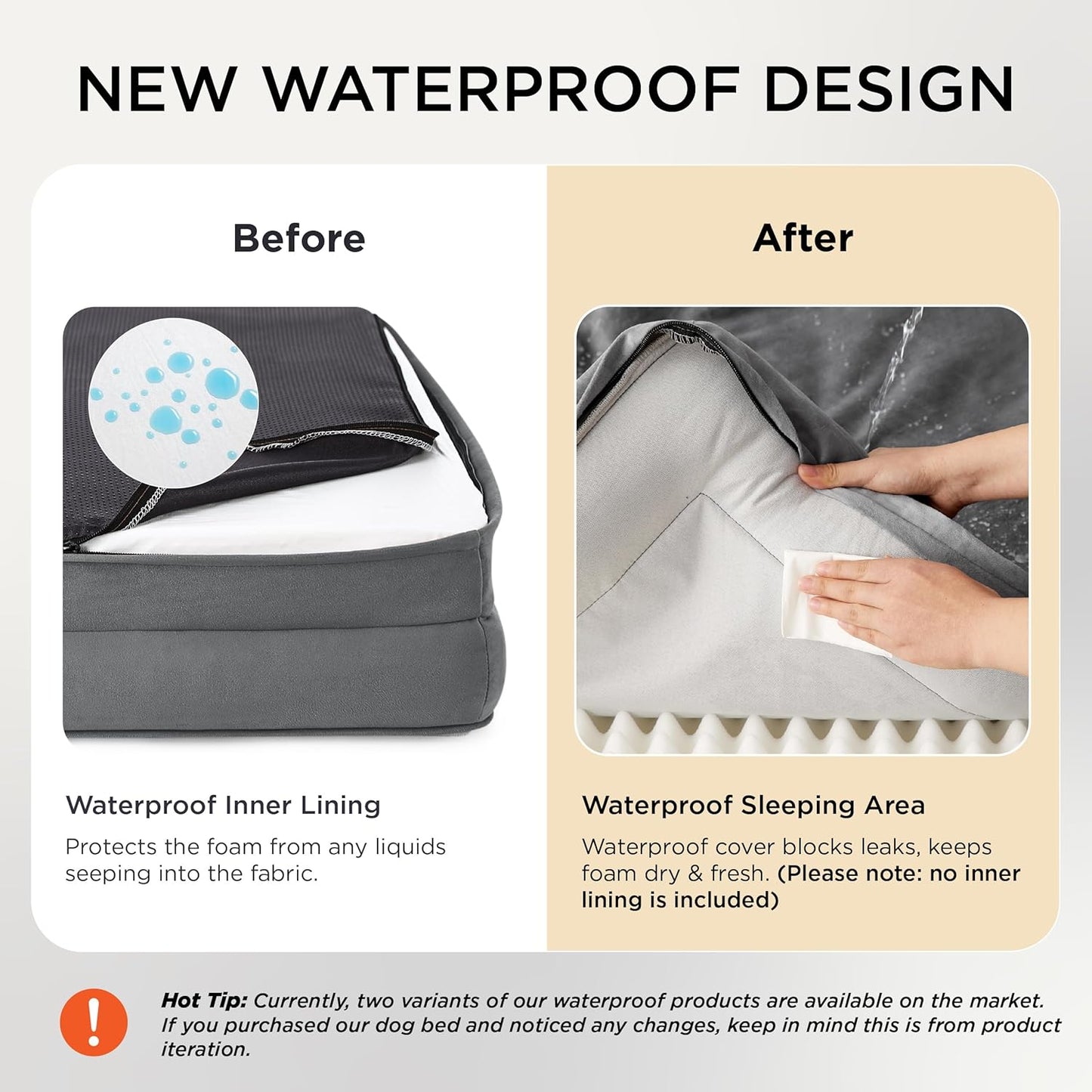 Bedsure L Plus Orthopedic Dog Bed for Large Dogs - Washable Dog Cat Bed Waterproof, L Plus Big Comfort Dogs Couch Sofa with Washable Removable Cover, Pet Bed with Nonskid Bottom, Grey, 38"