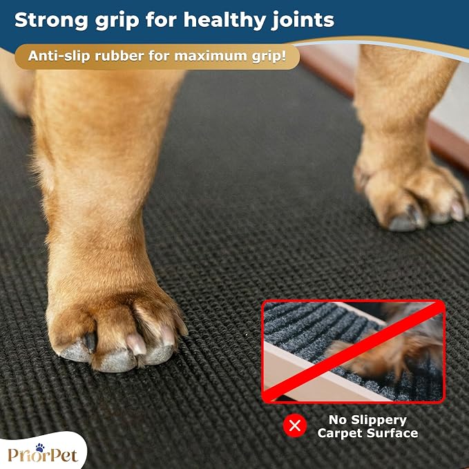Dog Ramp for Couch – Non-Slip, Sturdy Build Foldable Wooden Dog Ramp – Supports up to 200 lbs – 7 Adjustable Heights (14"–20.5") – Enhanced Stability – Birchwood Pet Ramp for Small Dogs – Walnut