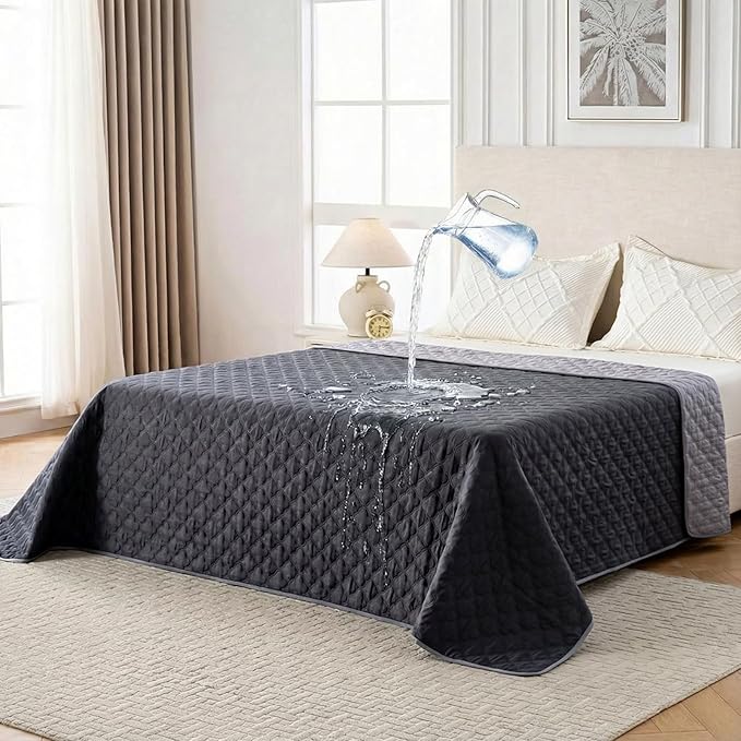 Waterproof Dog Blanket, Couch Cover for Dogs Washable, Reversible Dog Bed Cover.(Dark＆Light Grey, 82 X 102 Inch - 1 Pack)