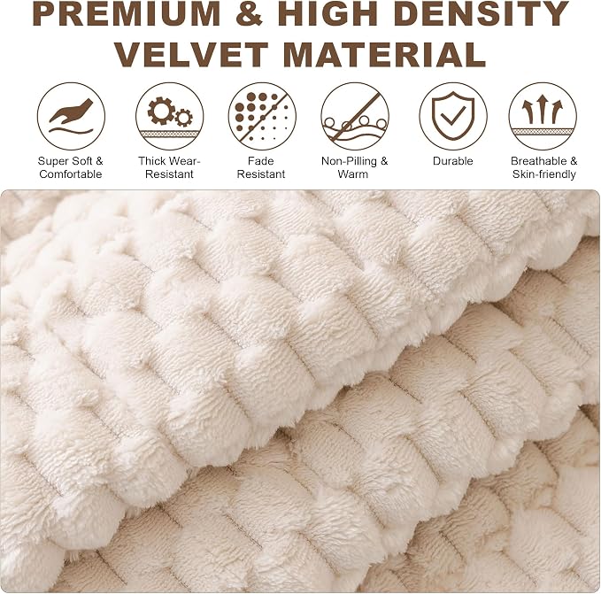 OTOB Couch Cover for Dogs Washable All Seasons Non Slip Fuzzy Pet Couch Covers Sofa Slipcovers Cushion Mat, Plush Soft Cozy Furniture Protector Kids Pet Friendly (Cream, 23.6" x 47.2")