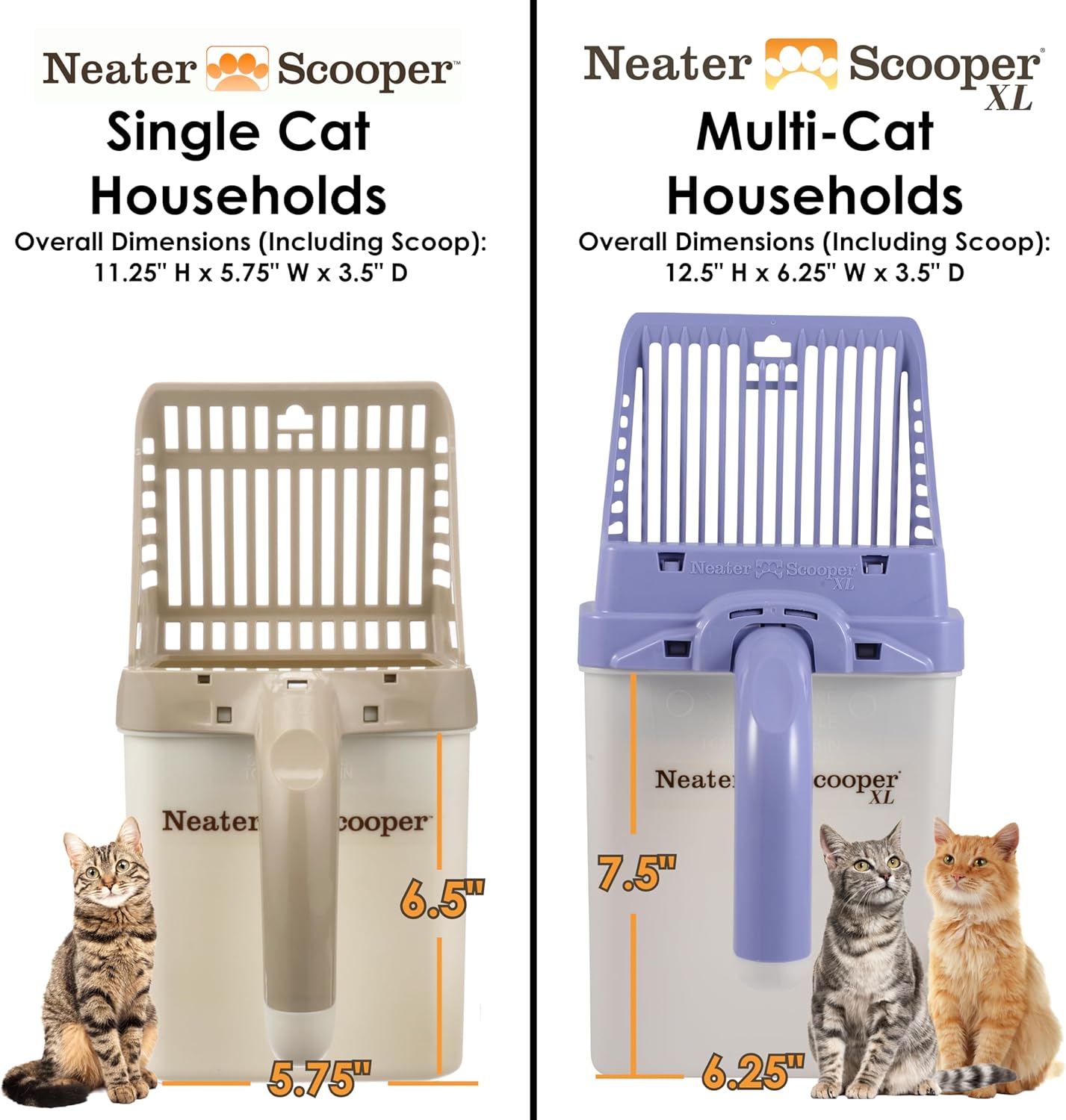 Neater Pet Brands Neater Scooper Standard Cat Litter Scoop, 60 Refill Bags – Mess-Free Cat Litter Scooper with Bag, Spill-Proof Kitty Box Sifter, Bin Doubles as Scoop Holder, For Single-Cat Households