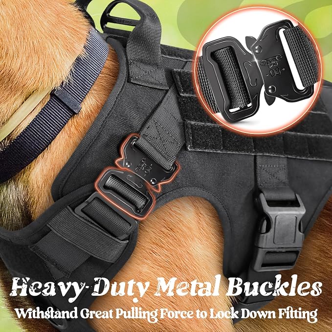 rabbitgoo Tactical Dog Harness for Small, Heavy Duty Military No Pull Vest | Sturdy Metal Buckles, 5 Adjustments, Molle System, Powerful Pullers for Training, Hunting, Outdoor, Black, Small