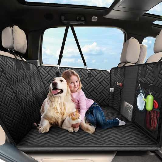 Kohree Dog Car Seat Cover for Back Seat Hard Bottom - Upgraded Reinforced PP Broads, Heavy Duty 900D Oxford Fabric, Nonslip Anti-Scratch Pet Car Seat Cover Dogs Extender Hammock for Car Truck SUV
