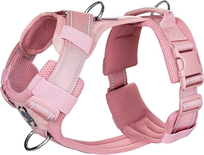 OneTigris Soft Padding No Pull Dog Vest Harness for Medium and Large Dogs | High-tensile Nylon, Adjustable, Reflective, 1 Handle, 3 D-rings, Lightweight, Tough, Easy on/off Tactical Dog Harness