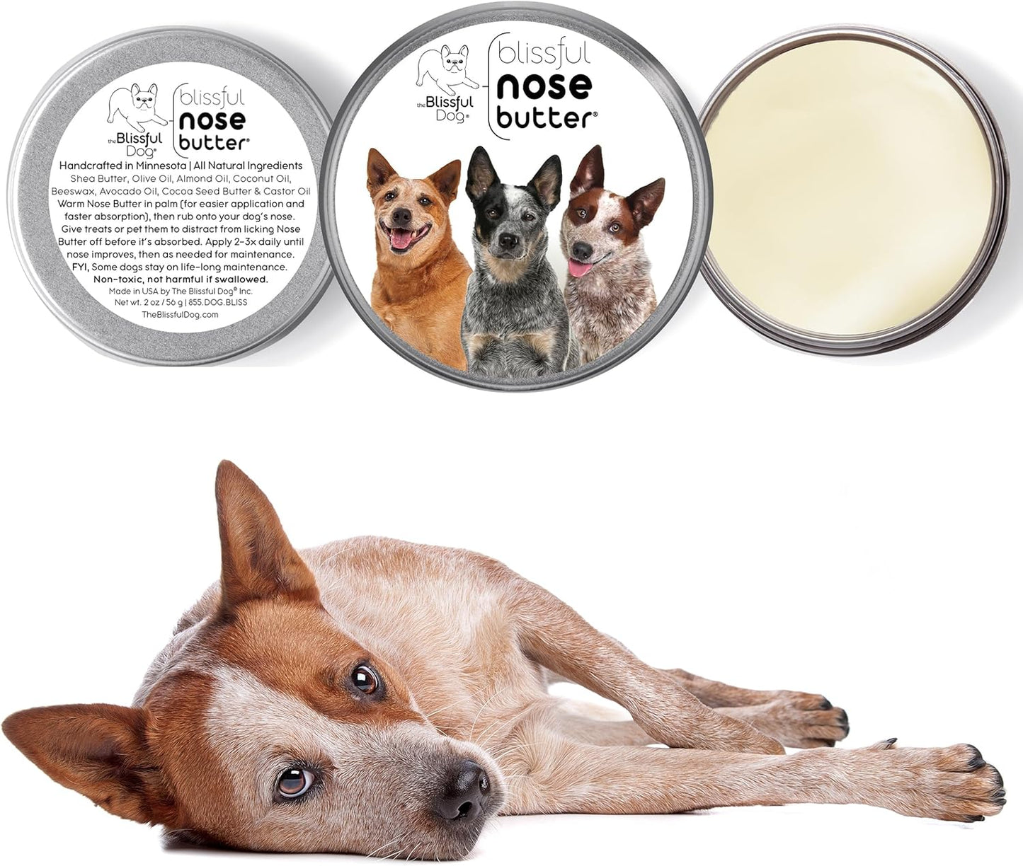 The Blissful Dog Australian Cattle Dog Unscented Nose Butter, 16oz