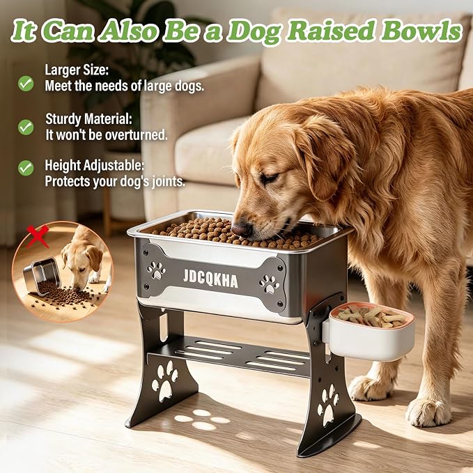 3 Gallon Elevated Dog Bowl Large Breed Raised Dog Water Bowl Stand,3 Height Adjustable Stainless Steel Pet Feeder Station with Anti-Slip Mat,Black Pet Bowl for Relief Joint Pressure,Easy Clean