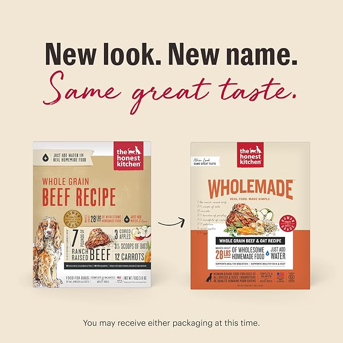 The Honest Kitchen Human Grade Wholemade™ Dehydrated Whole Grain Beef & Oat Dog Food, 7 lb Box