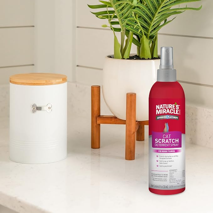 Nature's Miracle Advanced Platinum Cat Scratch Deterrent Spray,8 Ounces,Discourages Destructive Scratching,(Pack of 2)
