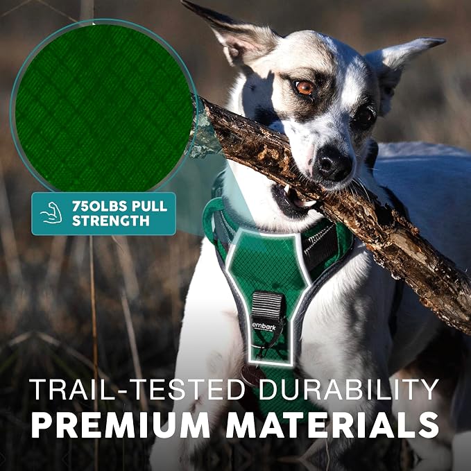 Embark No Pull Dog Harness, Reflective Adjustable Training Vest, No Choke | Adjustable straps fit all dog breeds with sturdy hooks; 360° reflective trim, soft padded Harness Design for All Dogs