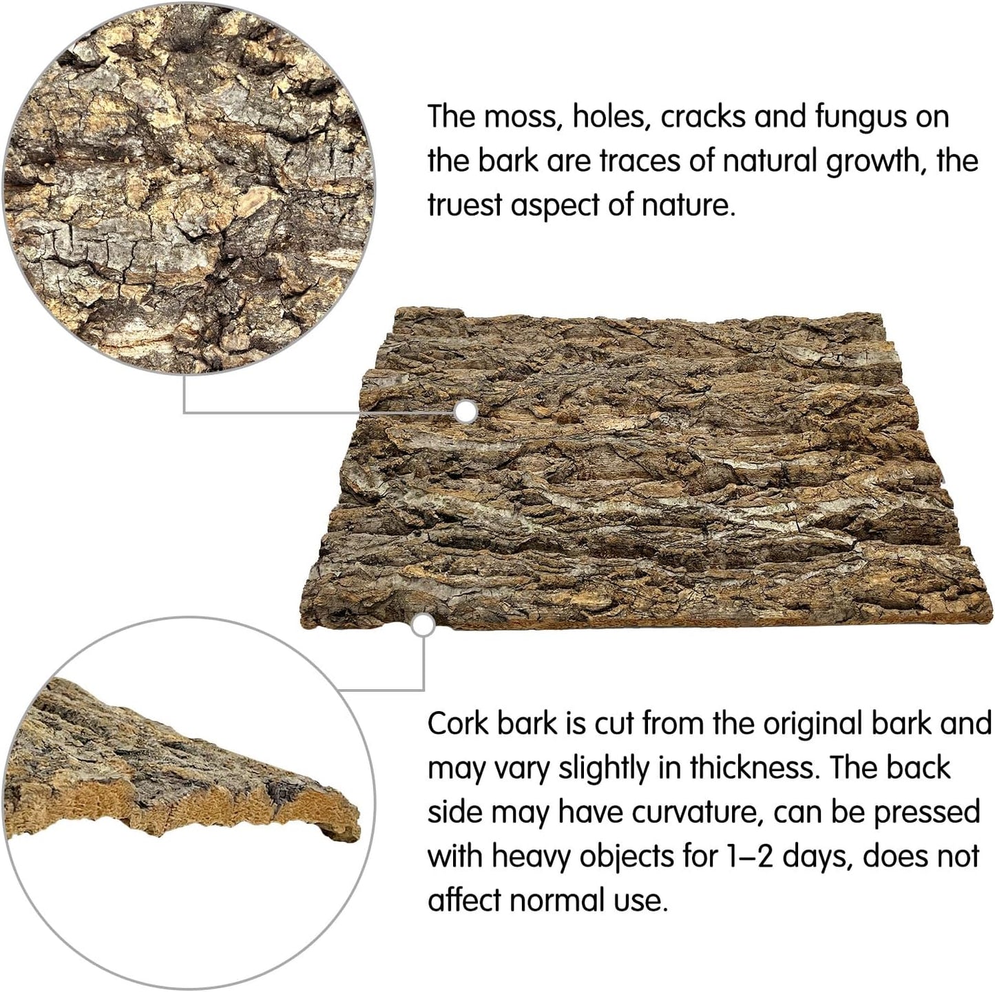 kathson 4PCS Cork Tile Background Bark 11.8”Lx7.9”W Reptile Tank Background Terrarium Backdrop Wall Decor Natural Reptile Climbing Mat for Spider Gecko Lizard Chameleon Bearded Dragon Turtle Snake