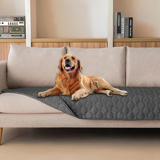 gogobunny 3X Stronger Waterproof Pet Blanket, Scratch Proof Furniture Protector for Dogs Cats, Reversible Cover 30x80 Inch, Dark Grey