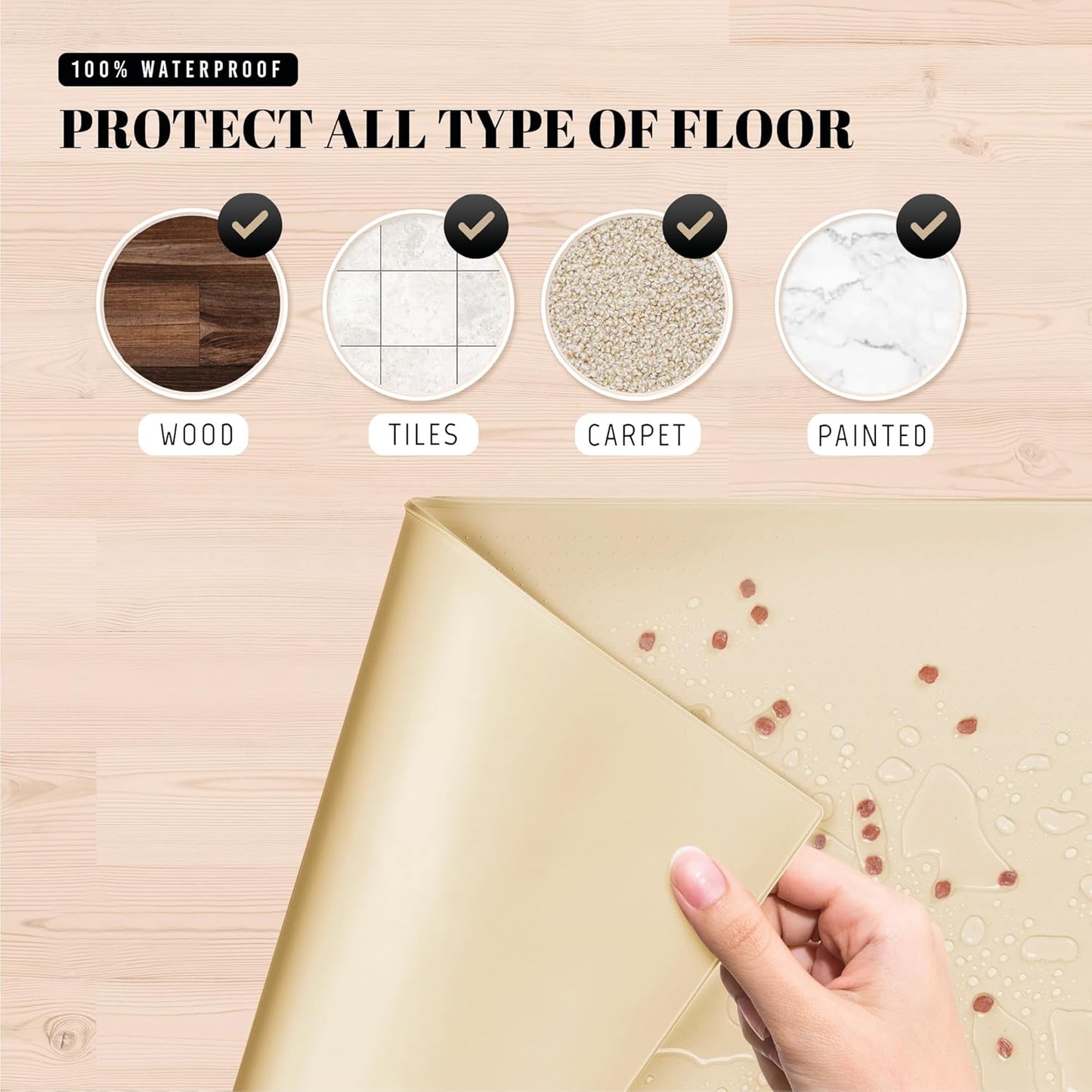 AVERYDAY 32x24'' Silicone Dog Mat for Food and Water, 0.63'' Edge Dog Food Bowl Mats for Floor Waterproof, Dogs Water Mat for Sloppy Drinker, Non Slip Rubber Pet Feeding Mats for Indoor Dogs and Cats