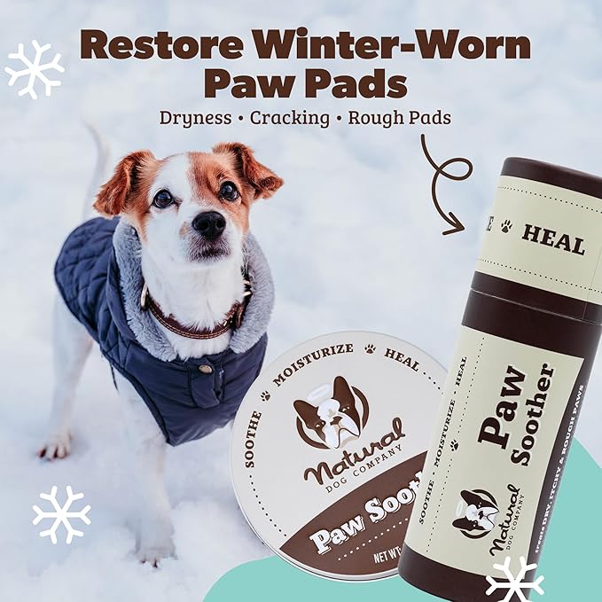 Natural Dog Company Paw Soother Balm & Wax - Dog Paw Balm & Moisturizer for Dry, Cracked Paw Pads, Helps Moisturize & Condition Winter-Worn Paws, Coconut Oil & Calendula, Daily Paw Care, 1 oz Tin