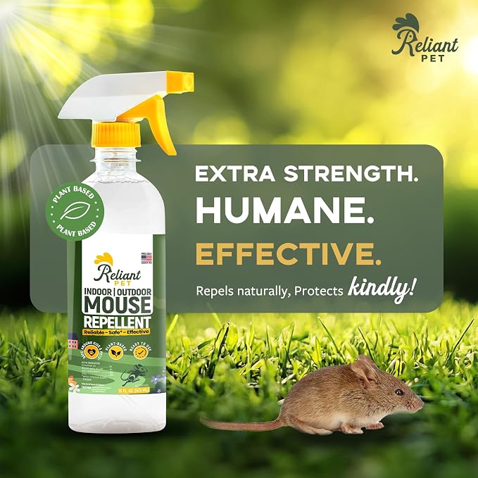 Reliant Pet Peppermint Oil Mouse Repellent Spray - 16oz - Plant Based Mice Deterrent for Indoor & Outdoor Use - Pest Control for Home, Car Engines, RV - Made in USA