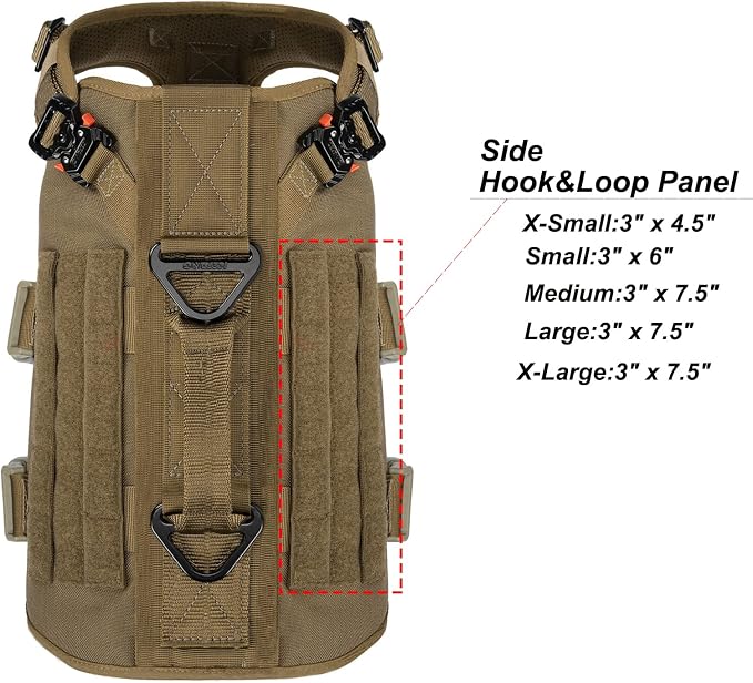 ICEFANG No Pull Tactical Dog Harness for Medium Dogs,Adjustable Dog Vest | Control Handle,MOLLE Panel,Front Hook,3 Leash Clips,Soft Padded,for walking training,Brown,Medium
