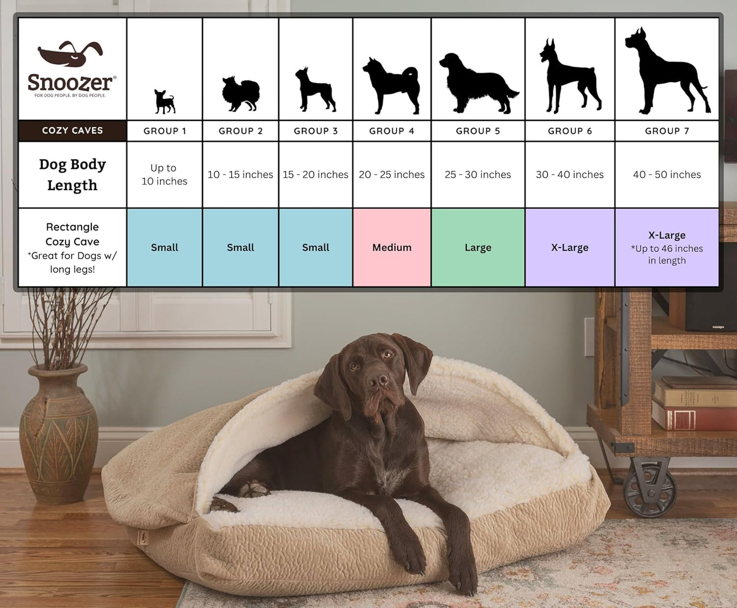 Snoozer Pet Products Luxury Rectangle Cozy Cave, Wag Collection, Small, Pedigree Denim