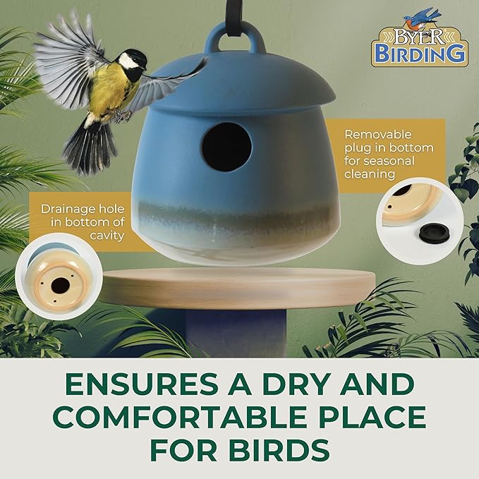 Byer of Maine Return Bird Home, Hanging Bird House, Soft Green, 7 D x 7 H inches