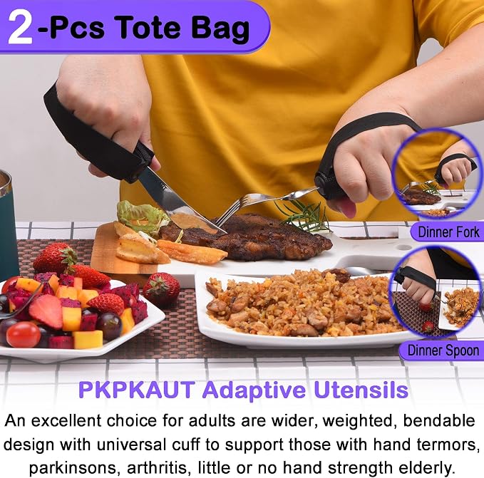 Adaptive Utensils for Parkinsons Patients Elderly, Weighted Utensils for Hand Tremors, Parkinsons Eating Utensils for Disabled People, Weighted Silverware for Hand Tremors Arthritic Hands