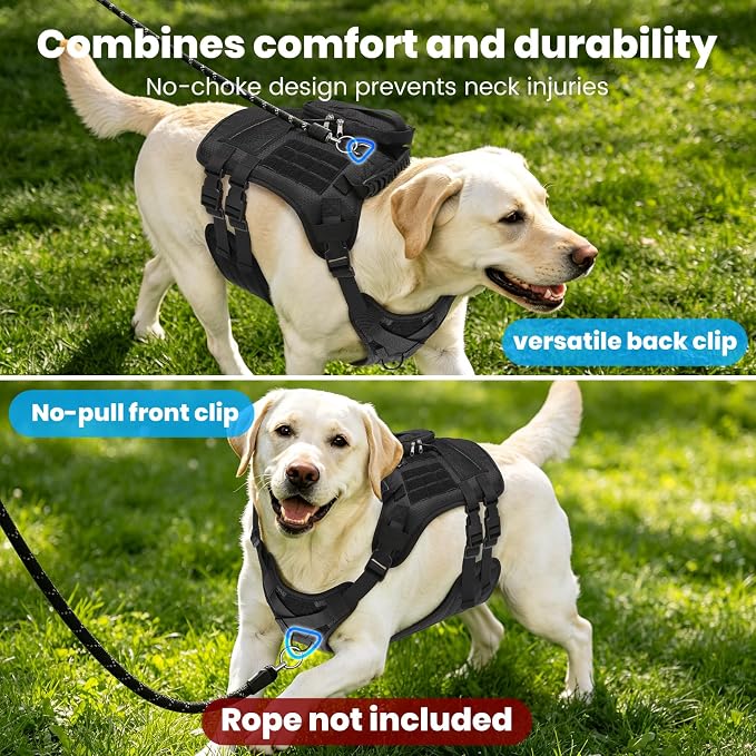 Dog Cooling Vest, Built-in Fan Tactical Harness for Outdoor Heat Relief | 3D Breathable Mesh, Continuous Cooling for Outdoor Activities, Fits Medium Large Dogs, 5V Power Bank Required (Not Included)