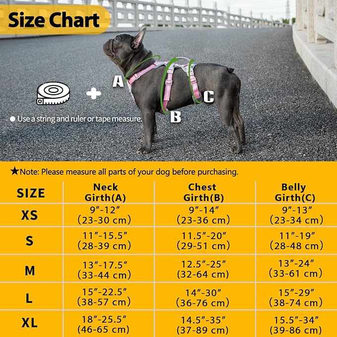 No Escape Dog Harness, Escape Proof Harness, Fully Reflective Harness with Padded Handle, Breathable,Durable, Adjustable Vest for Small Dogs Walking, Training, and Running Gear（Pink,S