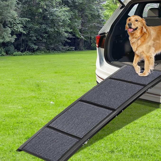GaliGali Dog Ramp for Car, Portable Folding Pet Stair 71" Long&19.7" Wide | Ramp with Non-Slip Carpet Wider Dog Stair Allows Medium to Large Dogs Up to 250 lbs to Enter Car SUV and Truck