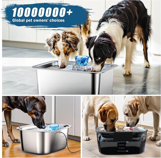 Large Dog Water Fountain Filters Replacement 4 Packs for PETNF 3 Gallons Stainless Steel Pet Fountain Dog Water Bowl Dispenser,7-Layer Human-Grade Vertical Filtration for D2341/D2223/D2419/D2322 Model