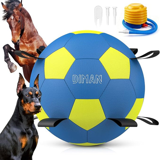Diman Herding Ball for Dogs: 25 Inch Horse Balls for Outdoor Play, Large Dog Toys Balls for Australian Shepherd, Dogs or Horses, Blue Yellow