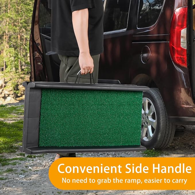 ZENY Dog Ramp for Car, 62inch Long Portable Dog Ramps for Large Dogs | with Non-Slip Poly Grass Surface Dog Car Ramp for SUV Car & Truck, Foldable Dog Ramp