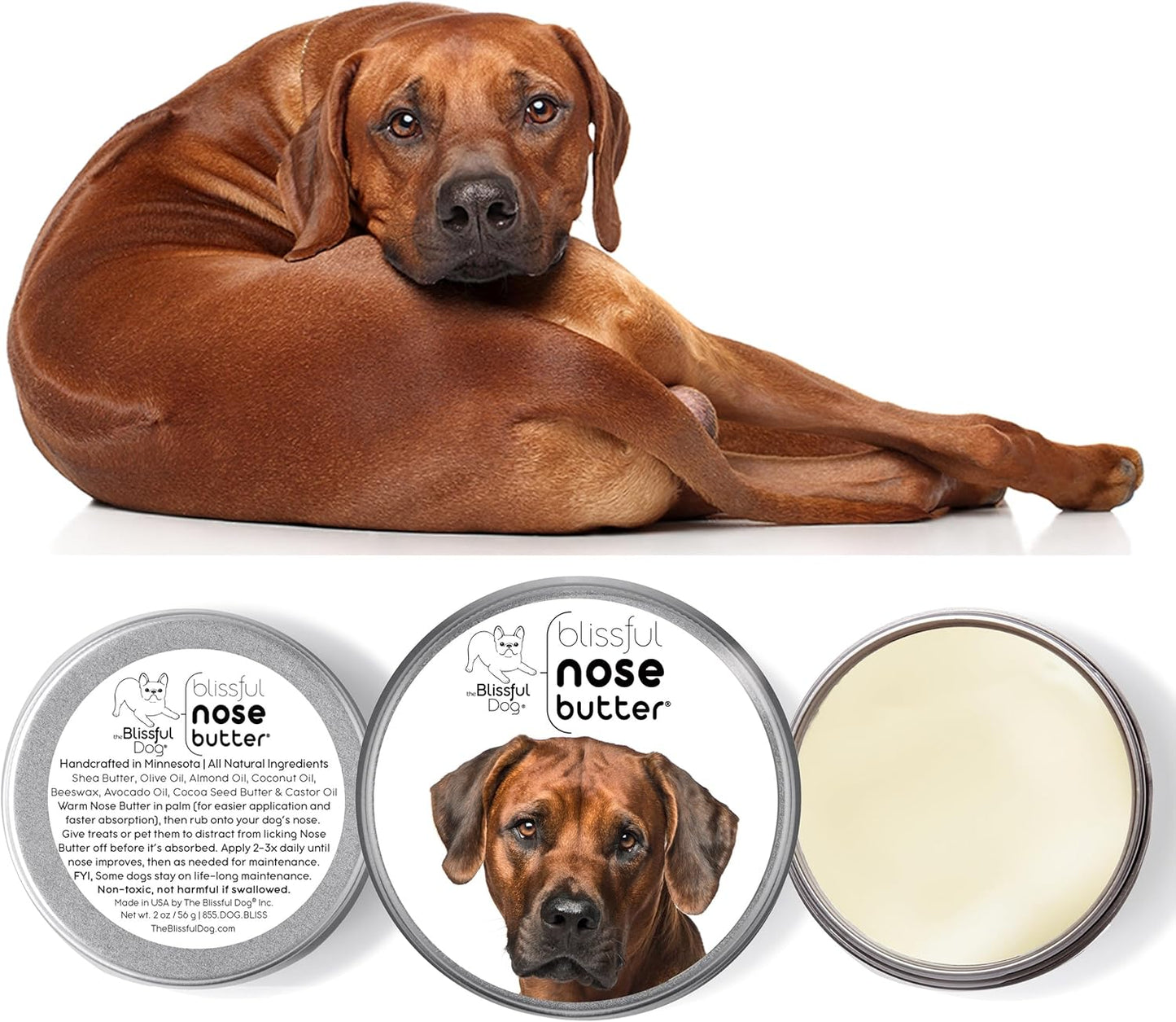 The Blissful Dog Rhodesian Ridgeback Unscented Nose Butter - Dog Nose Butter, 4 Ounce