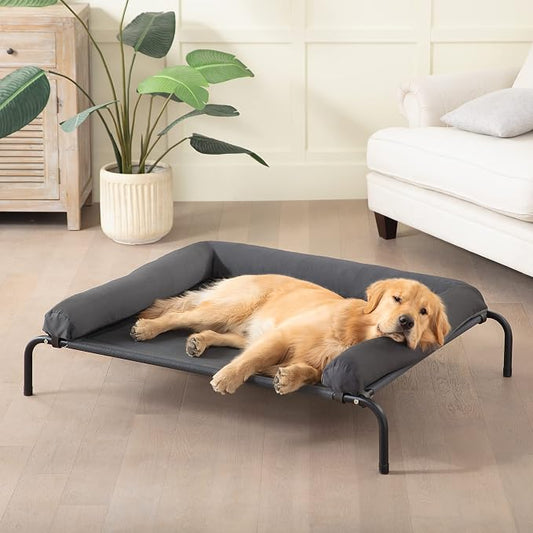 Cooling Elevated Dog Bed for Large Dogs, Indoor & Outdoor Raised Dog Bed | Portable,with Breathable Mesh, Chew Proof Pet Hammock Cots with Removable and Waterproof Bolsters