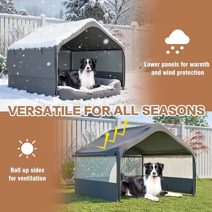 Extra Large Dog Shade Shelter 4'x4'x3' Waterproof, Outdoor Tent Canopy with Three-Sided Breathable Mesh Windows for Pet Medium Large Dogs, Cats, Pigs