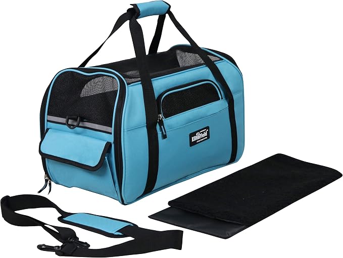 EliteField Soft Sided Pet Carrier (3 Year Warranty, Airline Approved), Multiple Sizes and Colors Available (Medium: 17.0" L x 9.0" W x 12.0" H, Sky Blue)