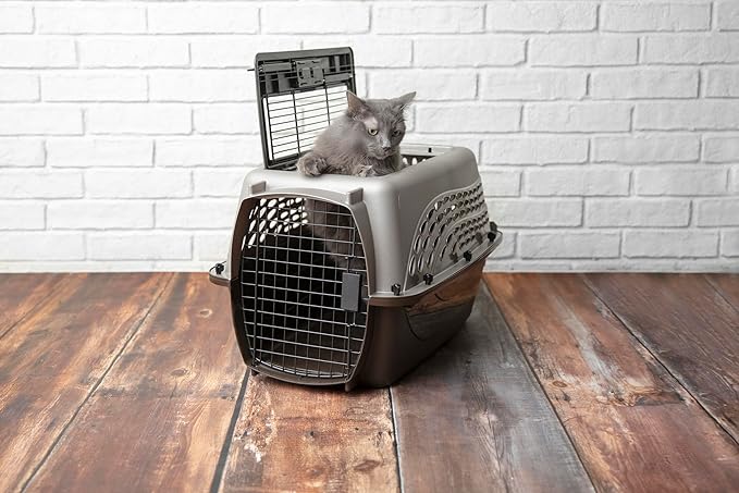 Petmate Dog Crates for Small Dogs & Cat Carriers, Two-Door Plastic Pet Kennel, Top & Front Loading, Made in USA, 24" For Pets Up To 15 lb, Pearl Tan | Plastic pet kennel made in USA, for small pups and kittens, dual entry design, great for travel and v...
