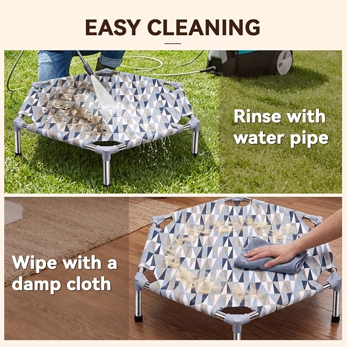Elevated Dog Bed, Raised Cooling Dog Bed, Outdoor Dogs Cot Small, Pet Cot | Hexagon Outdoor Dog Bed with Metal Frame for Up to 40 lbs, Portable Dog Hammock for Patio Camping, Breathable, Off the Ground
