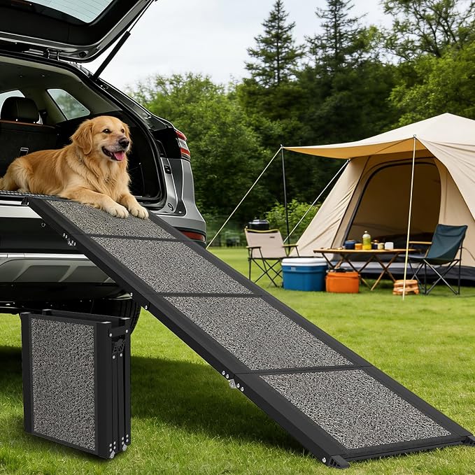 Dog Ramp for Car, Truck, 63"x17" Folding Non-Slip Pet Ramp for Large Dogs | Non-Slip Rug Surface, 250LBS Capacity, Easy to Carry & Storage, Foldable, Fits SUV/Truck, Joint-Friendly Gentle Slope