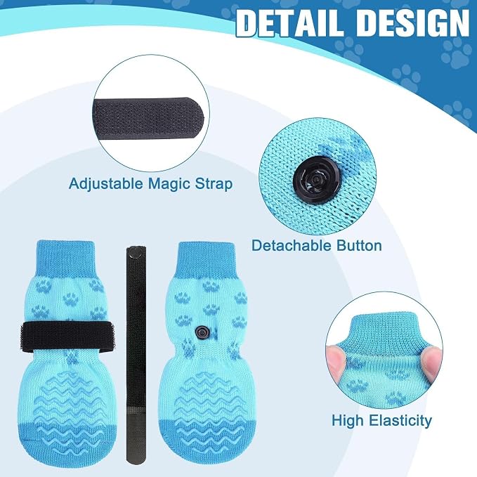 EXPAWLORER 6Pcs Anti Slip Dog Socks to Prevent Licking Paws, Dog Shoes for Hot Pavement Double Sides Dog Boots & Paw Protectors Booties for Hardwood Floors with Grip Small Medium Large Senior Dogs, M