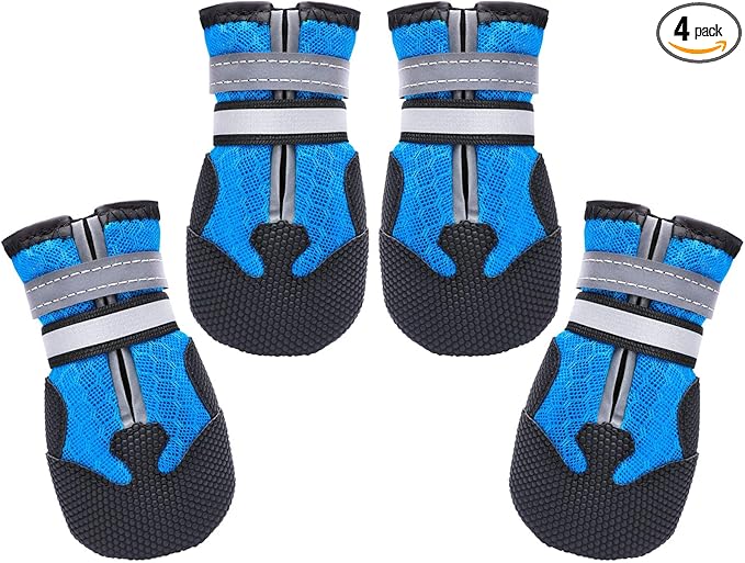 Dimicoo Breathable Dog Boots for Medium Large Dogs,Non-Slip Dog Shoes for Summer Hot Pavement,Lightweight Paw Protector Dog Booties for Outdoor & Indoor Hardwood Floors