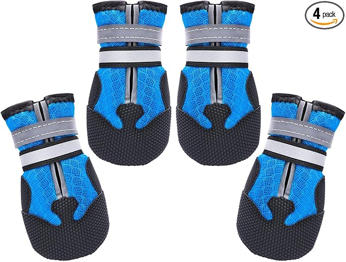 Dimicoo Breathable Dog Boots for Medium Large Dogs,Non-Slip Dog Shoes for Summer Hot Pavement,Lightweight Paw Protector Dog Booties for Outdoor & Indoor Hardwood Floors