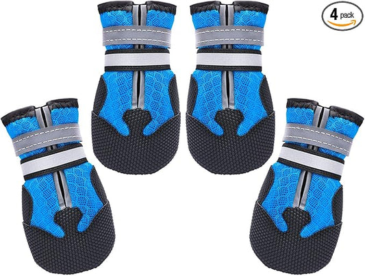 Dimicoo Breathable Dog Boots for Medium Large Dogs,Non-Slip Dog Shoes for Summer Hot Pavement,Lightweight Paw Protector Dog Booties for Outdoor & Indoor Hardwood Floors