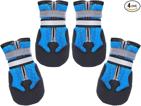 Dimicoo Breathable Dog Boots for Medium Large Dogs,Non-Slip Dog Shoes for Summer Hot Pavement,Lightweight Paw Protector Dog Booties for Outdoor & Indoor Hardwood Floors