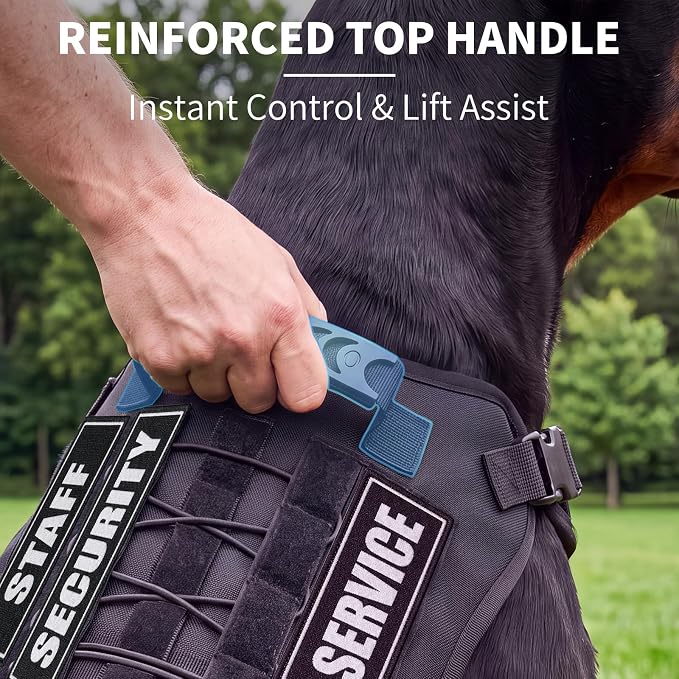 Tactical Dog Harness for Large Dogs, Heavy Duty No Pull Dog Harness with Handle, Adjustable 6-Buckle German Shepherd Big Size Dog Vest for Walking, Training, Hunting