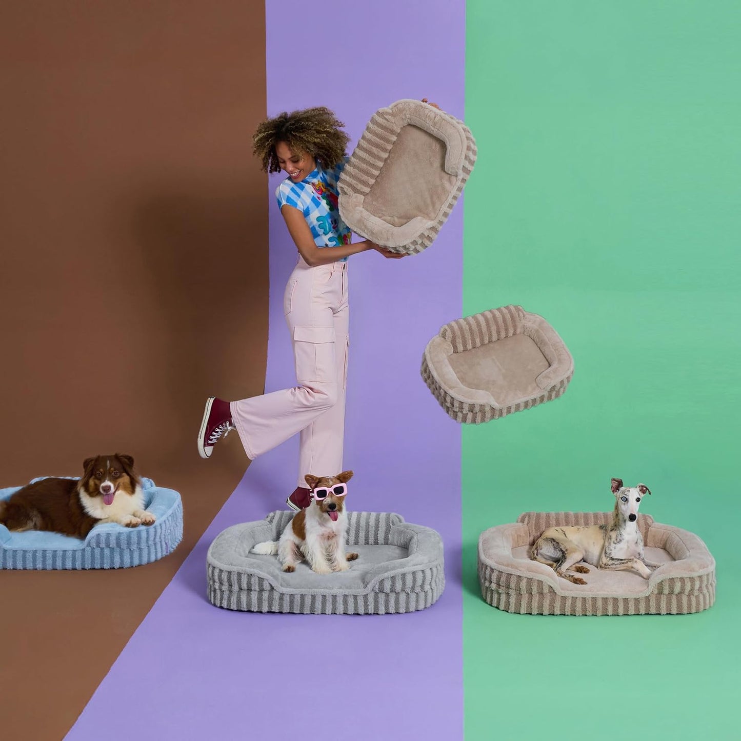 LE SURE Cute Dog Beds Large Sized Dog, Orthopedic Waterproof Large Pet Bed with Sides, Non-Slip Bottom and Egg-Crate Foam Pet Couch Sofa with Washable Removable Cover, Blue