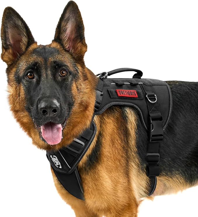 OneTigris No Pull Tactical Dog Harness for Medium Large Dogs | Reflective K9 Working Easy Control Vest – Adjustable Dog Harness with Hook & Loop Panels for Walking, Hiking & Training